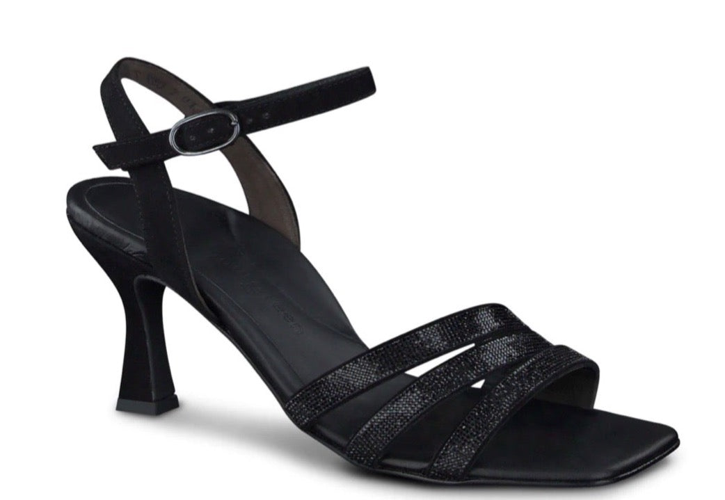 PAUL GREEN RADIANCE BLACK EVENING SANDAL Stanleyeisenmanfineshoes