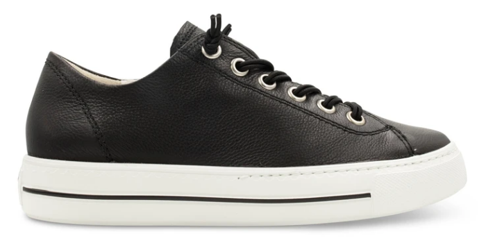 PAUL GREEN HADLEY BLACK LEATHER SNEAKER – Stanleyeisenmanfineshoes